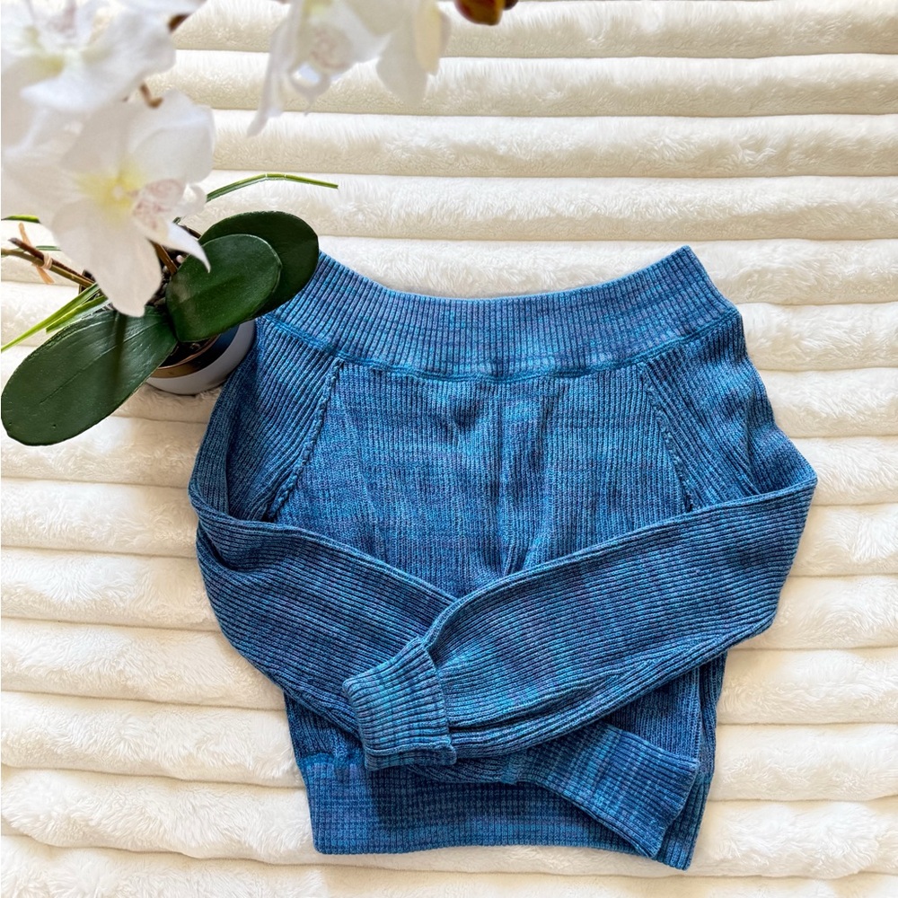 Free People Off-the-Shoulder Blue Sweater